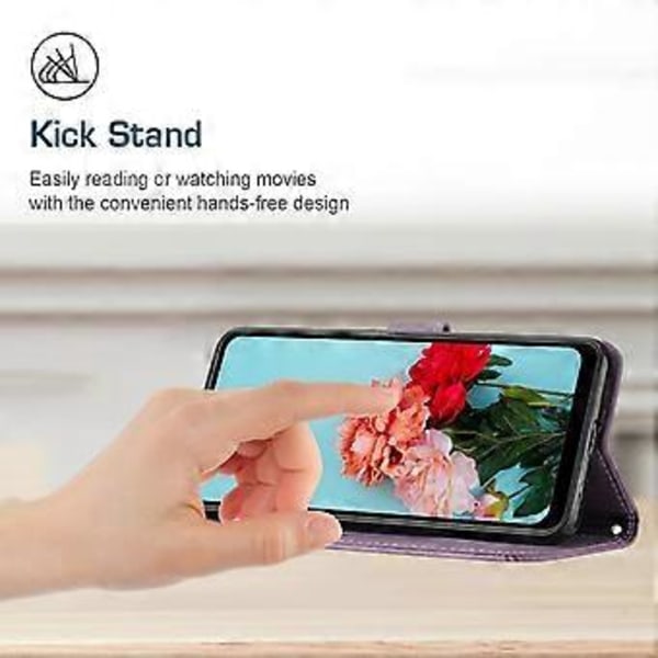 Stöttåligt skal i PU-läder med tryck för Motorola Edge 50 Fusion 5G, plånboksfodral (Stil F)