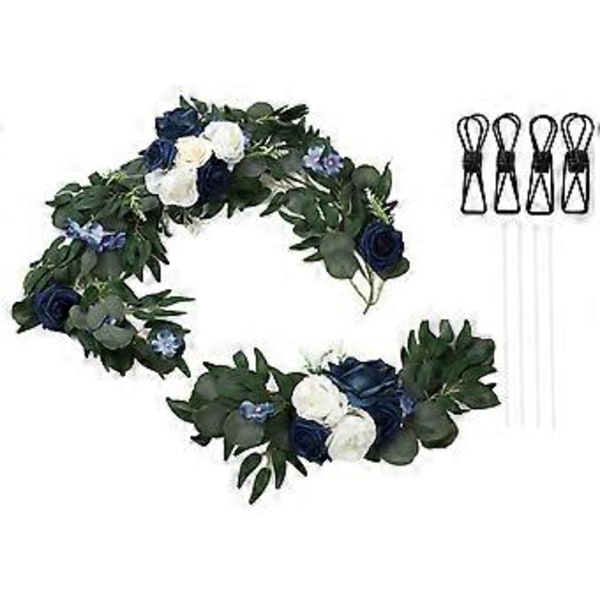2 Sæt Bryllupsblomsterdekorationer Roseform Livagtig Levende Farve Lugtfri Velkomstblomsterdekorationer (18063 BS BL)
