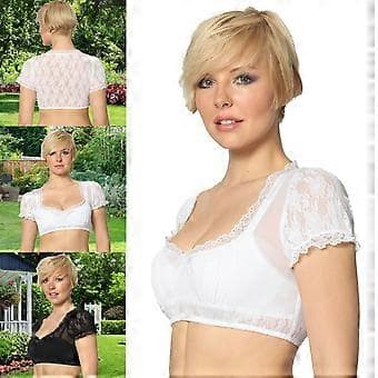 Ny HotSale Dam Elegant Dirndlblus Svart Dirndlblus Spetsblus För Oktoberfest(M Vit)