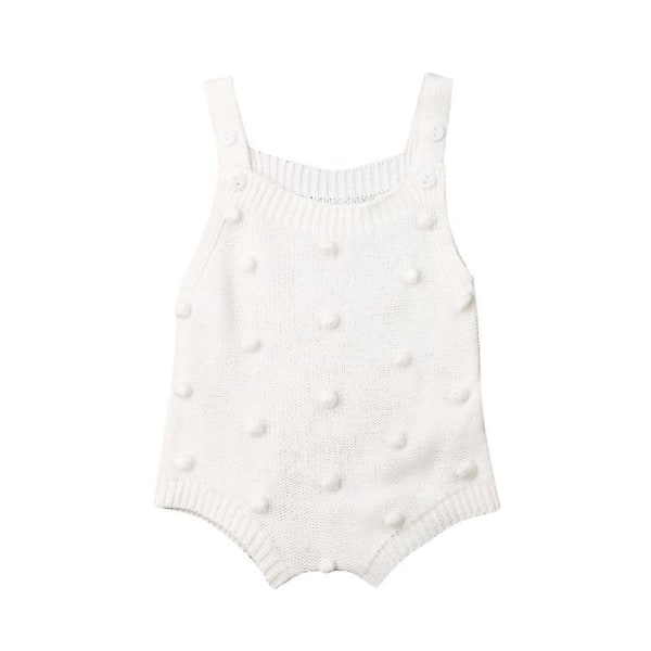 Newborn Baby Knit Vest Autumn & Winter Jumpsuits, Solid Bodysuits Sleeveless White 6M