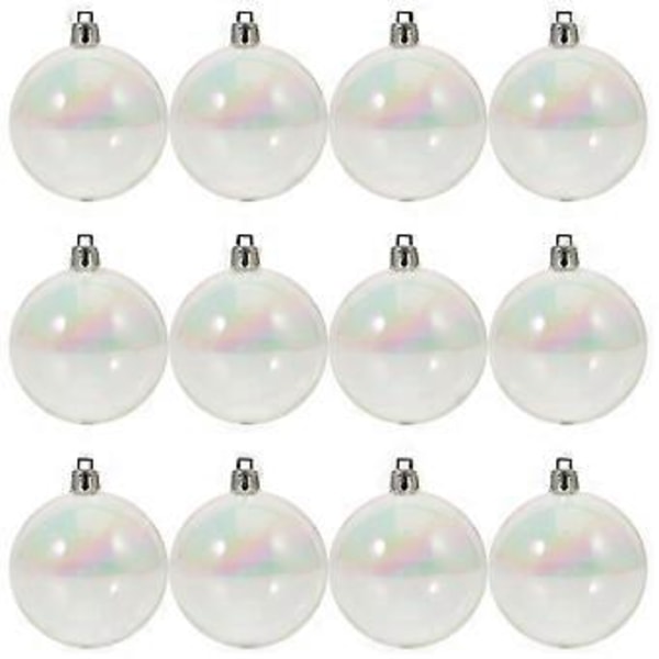 12 st Transparenta Bolldekorationer Jul Pärlliknande Bubbla Färgglada Boll Juldekoration Boll 6x6cm