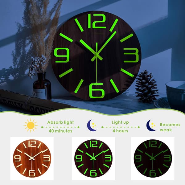 30cm Luminous Väggklocka - Tyst Fluorescerande Väggklocka - Stor