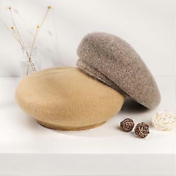 SZTXJ Beret stor hovedomkreds bred side uldhat koreansk version af hundrede strikkede græskarhat Camel