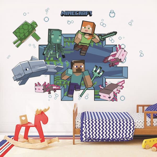 (Set med 1) 79*30cm Creeper Väggdekal, Minecraft som springer iväg