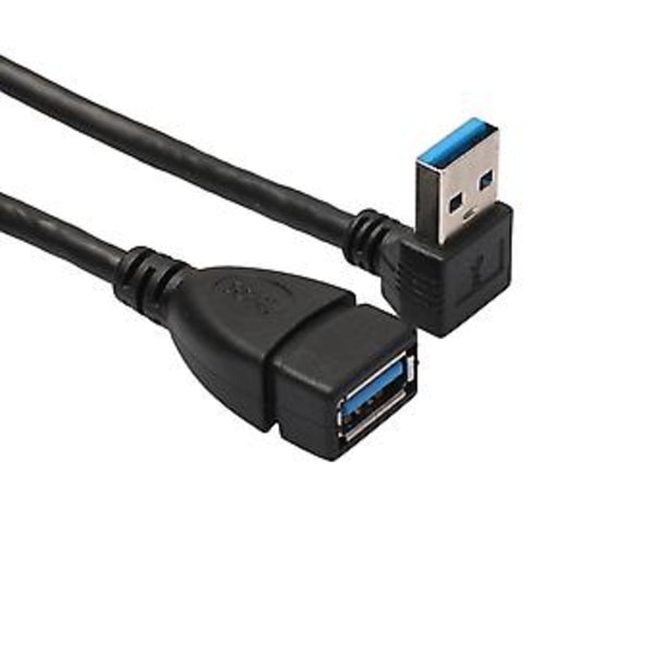 USB 3.0 Høyre Vinkel 90 Grader Forlengelseskabel Hann til Hunn Adapterkabel, 20cm