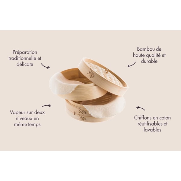 Bambusteamer (Diameter 20cm) - Bambusteamer för ris, dim sum