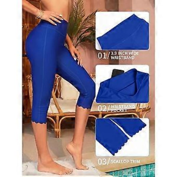 Charmleaks Dambadbyxor Höga i Midjan Badcapris Badshorts Simleggings (M blå)