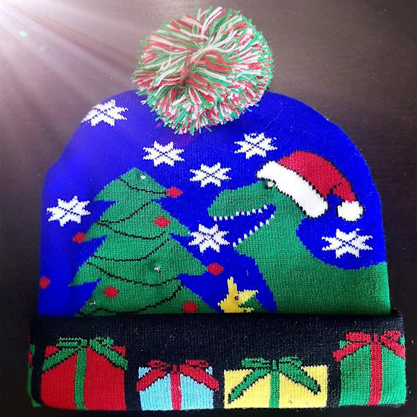 Katea Unisex 6 Färgglada LED Ljus-Up Fula Tröja Julhatt Stickad Xm