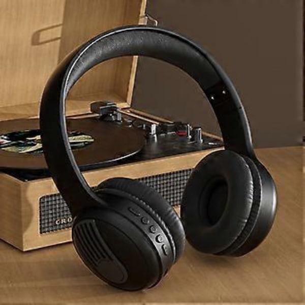 2024 Hodebårne Trådløse Bluetooth Øretelefoner - Maillard Farge Retro Musikk Ultra Lang Rekkevidde Øretelefoner (Svart)