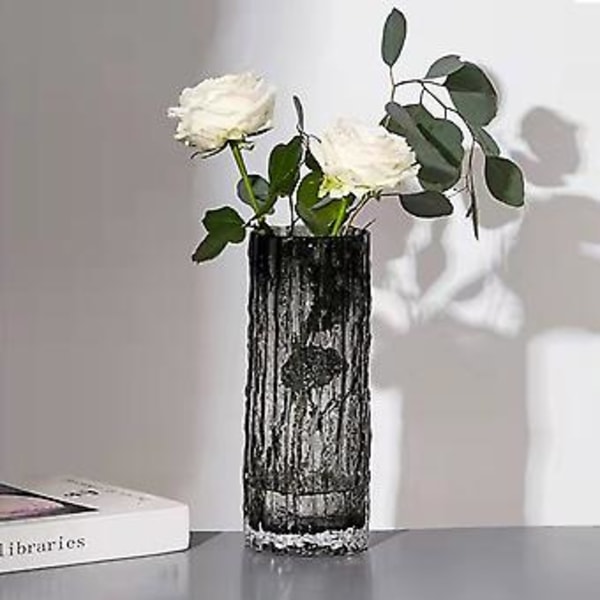 Extremt Frusen Glaciär Sten Vas Glas Klar Ins Vind Arrangemang Blomma Ros Blomma Bord Dekoration (M Vit)