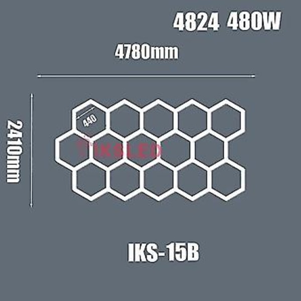 Hunajakenno LED-valot 6500K Työpajan, Kuntosalin ja Autokorjaamon Valoihin, Hexagrid-järjestelmä, Pistokkeella (IKS-15B)