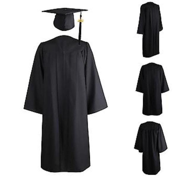 Fianao Dimitterhue & Kåbe Ensfarvet Lynlås Unisex Mat Løstsiddende Bachelorhue Kåbe til Voksen (XL Sort)