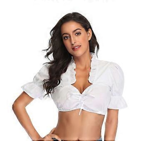 NY Oppdatering Dame Bayersk Oktoberfest Kostyme Tradisjonell Dirndl Bluse Ølhage Crop Top (M)
