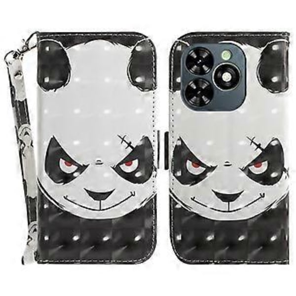För Infinix Smart 8 4G/Smart 8 HD 4G/Hot 40i Skal Stilrent Tryckt Läderfodral med Rem (Arg Panda)