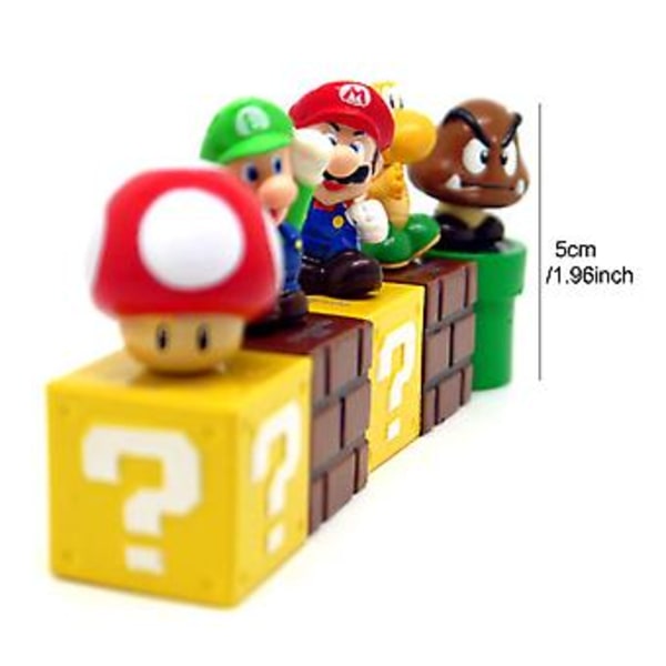 5-pack Super Mario Figuriner - Mario & Luigi Figuriner - Yoshi & Mario Bros Actionfigurer Tårta Toppers Dekorationer Presenter För Barn Fans ( )
