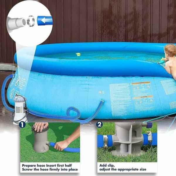 Swimmingpool slange - 32 mm - Længde: 150 cm - Blå - 2 slanger - Fo