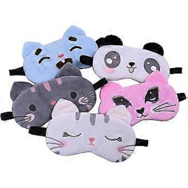 Sömnglasögon, Kattsömnmask Ögonbindel Plysch Söt Mask Panda Sovöverdrag för Kvinnor Män Sorterad Bomull Hälsa Avkoppling (Färg: Rosa Stora Ögon Katt)