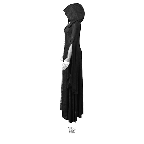 Halloween ny strikket kjole med hætte til kvinder - Slank, tynd cosplay palads gotisk mørk kostume XXXL