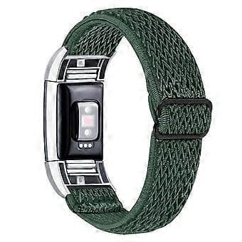Flätat Nylon Solo Loop Klockarmband Justerbart Elastiskt Armband Ersättning Kompatibelt För Fitbit Charge 2 (Turkos)