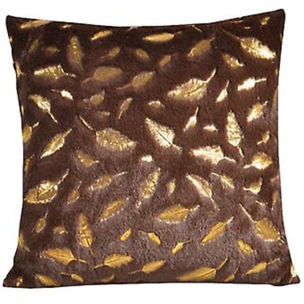 Luxury Gold Feather Plush Cushion Cover Square Throw Pillow Case Sofa Home Decor( Coffee)