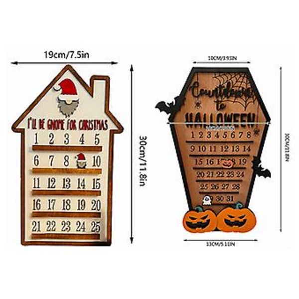 Halloween Adventskalender Trä Dekoration Räkna Ner Till Jul Dekoration Skräck Ornament Spöke Design För Inomhus Hem Fest Dekoration (Lila)