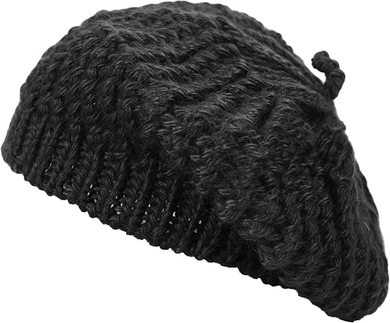 Vinter Dam Kabel Stickad Beret Flätad Baggy Ull Varm Mössa