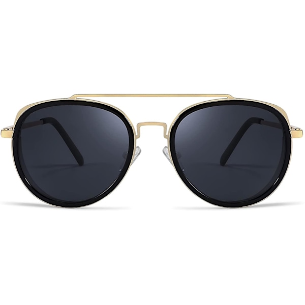 Retro Steam Punk Solbriller Runde Steampunk Dobbeltbro Aviator