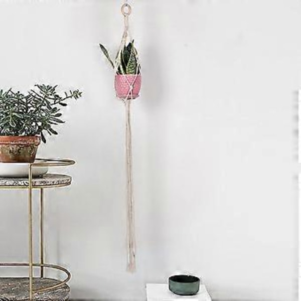 Vävd Stickad Snöre Rep Hängande Väska Korg Blomkruka Växt Hållare Hängare