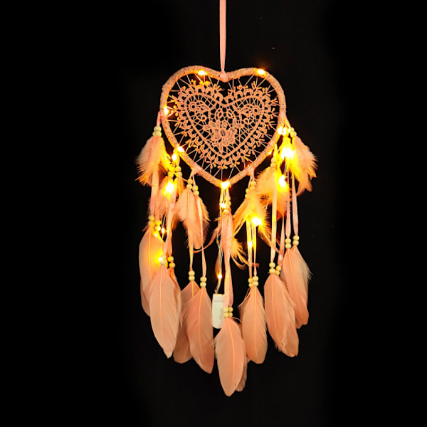 Fancy Dream Catcher LED-ljusremsa ihålig ring Hjärta Rosa 1