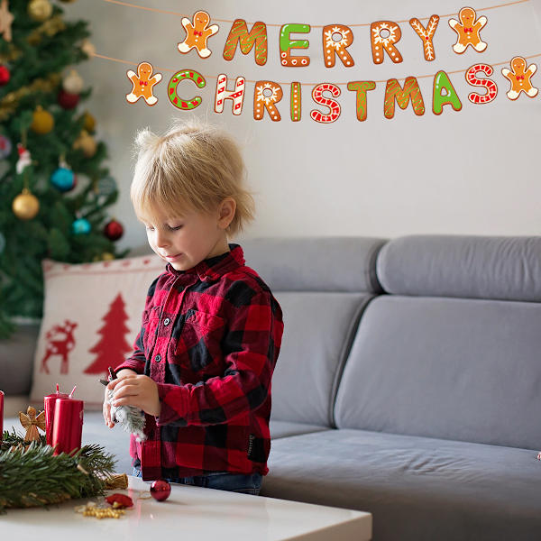 7 Dragflaggor*2M Juldekoration Dragbanderoll God Jul