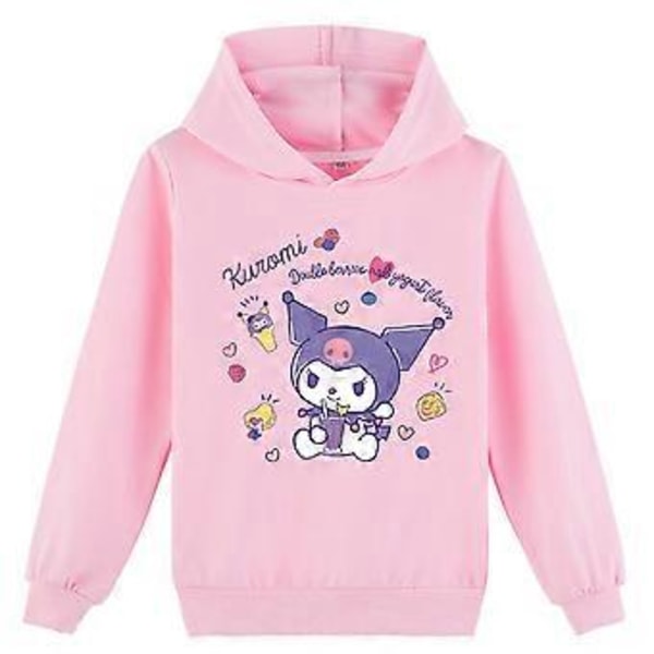 Barn Flickor My Melody Kuromi Tryckt Långärmad Sweatshirt Huvtröja Huvtröja Toppar (8-9 År Rosa)