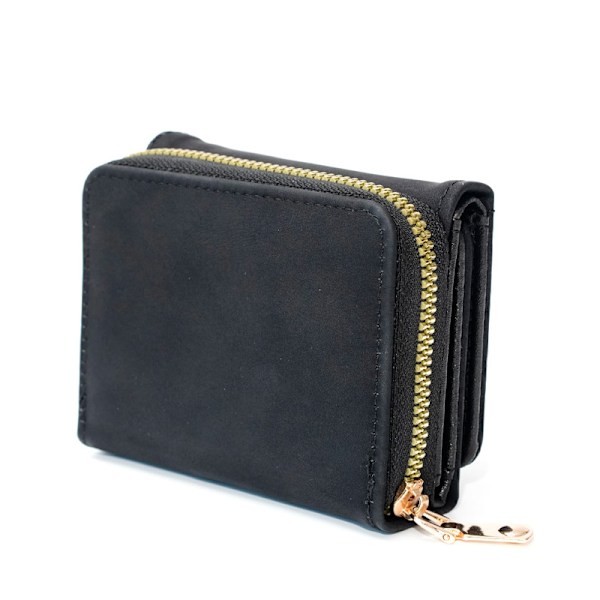 Black small wallet with buttons, minimalist frosted 30% discount