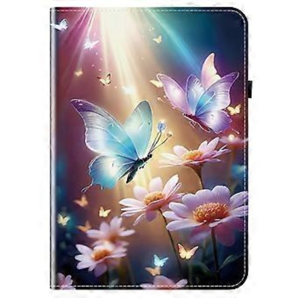 För Honor Pad X9a Läderfodral Mönstertryckt Ställ Tablet Skydd med Kortfack (Butterfly Floral)