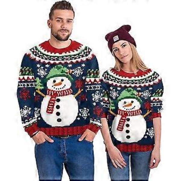 Unisex Julgenser med 3D Morsom Trykk, Pullover Topp for Menn og Kvinner (XXL C)