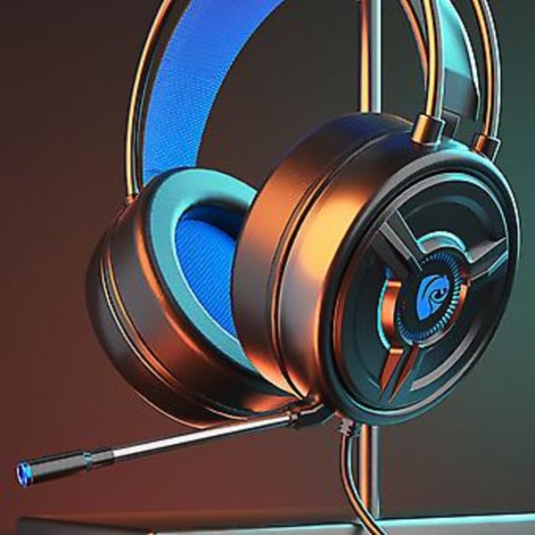 Surround Sound Spelheadset med Mikrofon Bekväma Minnesskum Hörlurar (Vit)