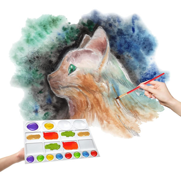 2 kpl maalauslautaspalettia, 13\" x 10\" Skill Art 20 kaivoa vesiväri
