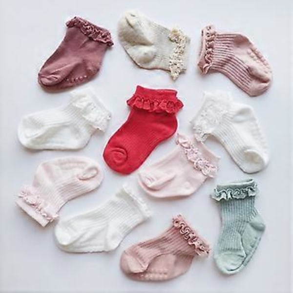 Utrikeshandel baby prickiga strumpor halkfria baby gummistrumpor spetsstrumpor barn golvstrumpor (8 par)