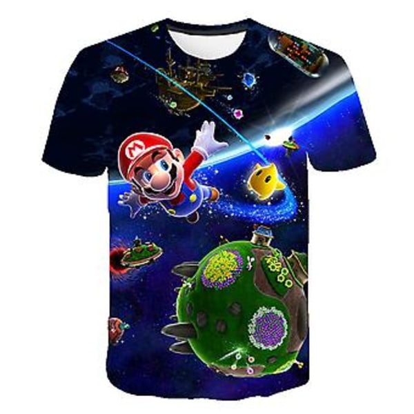 Super Mario Børn Drenge Piger 3D Trykt T-shirt Sommer Tops Gamer Fans Gave Til 4-8y(4-5 År B)