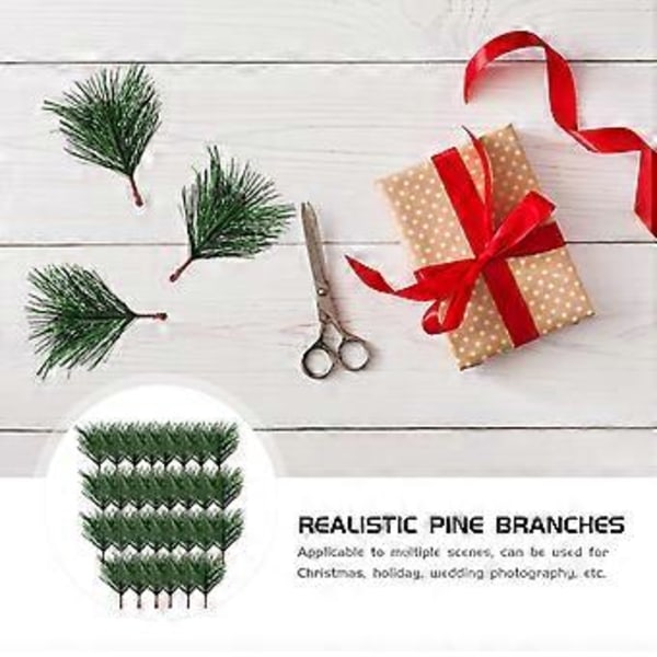 30 st 1 set Realistiska Ornament Mångsidiga Simulerade Tallgrenar (Grön)