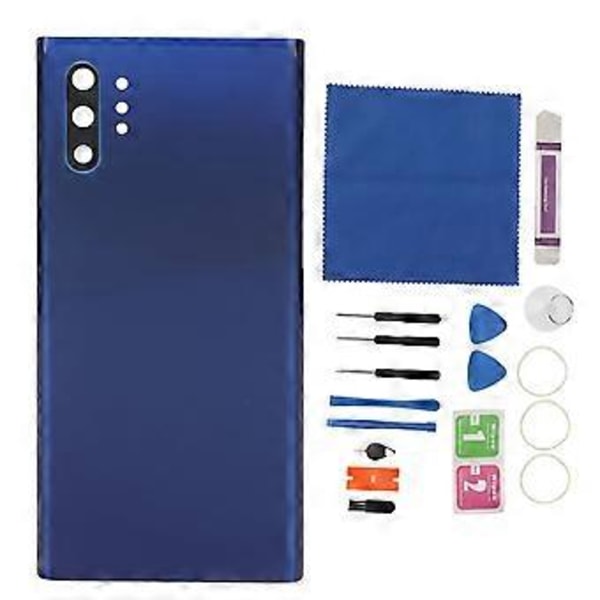 Takakannen lasikotelo-ovi esiasennetulla kameralinssin korjaustyökalusarjalla Samsung Galaxy Note 10 Plus SM N975 Siniselle