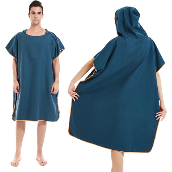 TIFF Blå Poncho Handduk, Mjuk Surf Badrocka med Huva, Snabbtorkande