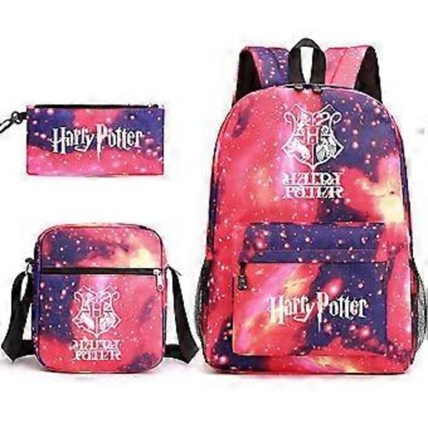 Lasten Harry Potter -kolmiosainen koululaukku painettu suurikokoinen ulkoilureppu #2 (tähti punainen)