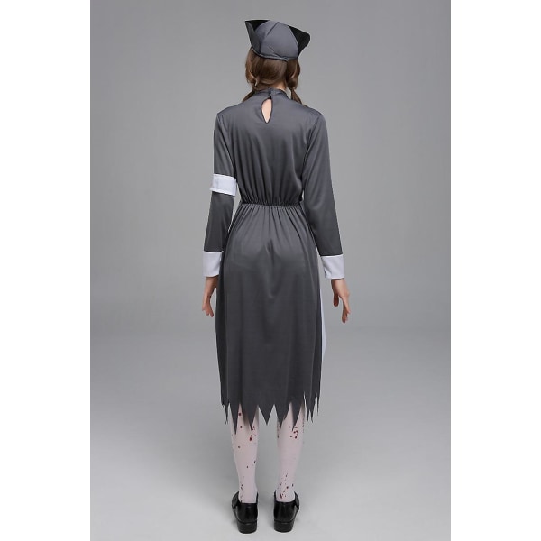 Halloween kostym Vuxen skräck kvinnlig sjuksköterska Print ut rollspel Cosplay kostym L