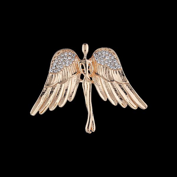 Skytsengel Brosche Juvel Buket Krystal Pin Guld Tone - Valentinsdagsgave