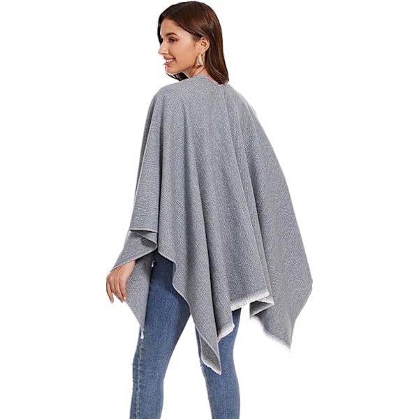 Elegant sjal med åpen front for kvinner, myk poncho, egnet for vår, høst og vinter