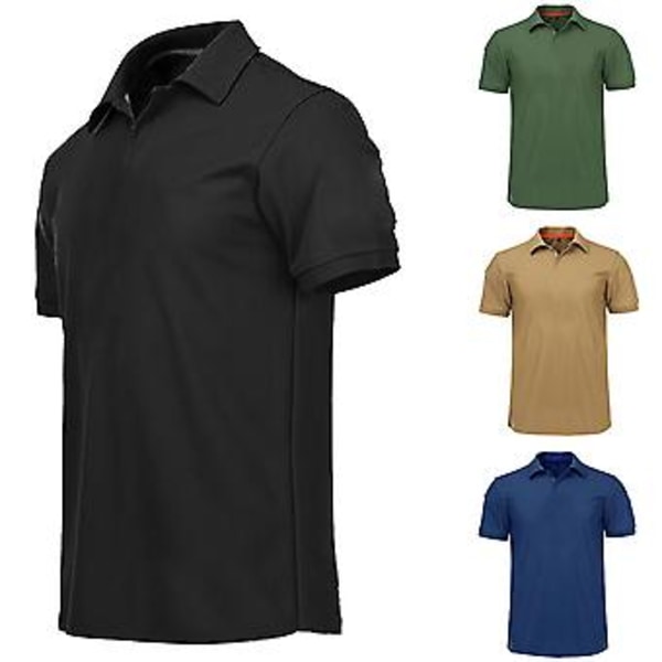 Fianao Herrarnas Sommar Casual Nedåtvänd Krage Kortärmad Armbandsknappar T-shirt Topp (XXL Grön)