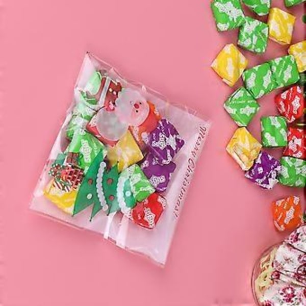 200 stk. Cellofanposer Plastik slikposer Selvklæbende godteposer Julefest Favor