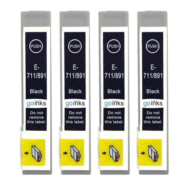 4 Black Ink Cartridges to replace Epson T0711 Compatible/non-OEM from Go Inks