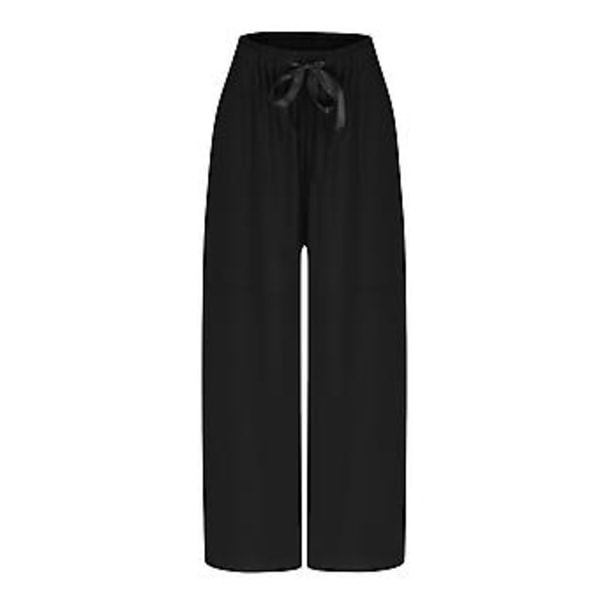 Dame Chiffon Vidbenet Bukser Store Løse Temperament Casual Bukser Skørtebukser Kvinder XL Sort