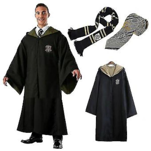 Vuxen Herrar Damers Trollkarl Harry Potter Maskeraddräkt Kappa Kostym 3 delar F I (M gul)